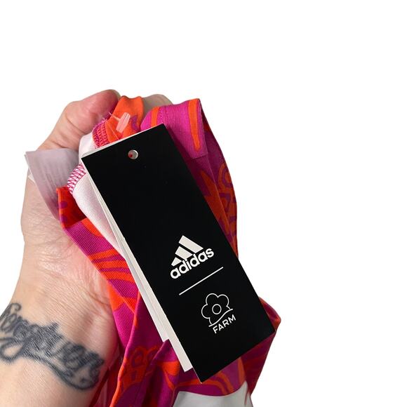 NWT Women's Farm Rio X Adidas Pink and Orange Tropical print body suit - Small - Picture 7 of 10